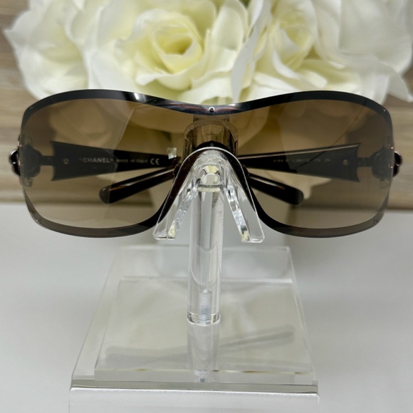Chanel Y2K Vintage CC Logo Camellia Flower Brown Frameless Sunglasses 4164-B - Picture 2 of 14